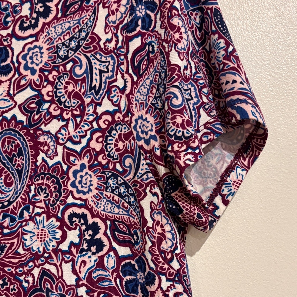 Women's Paisley Short Sleeve Top - Multicolor - Picture 5 of 6